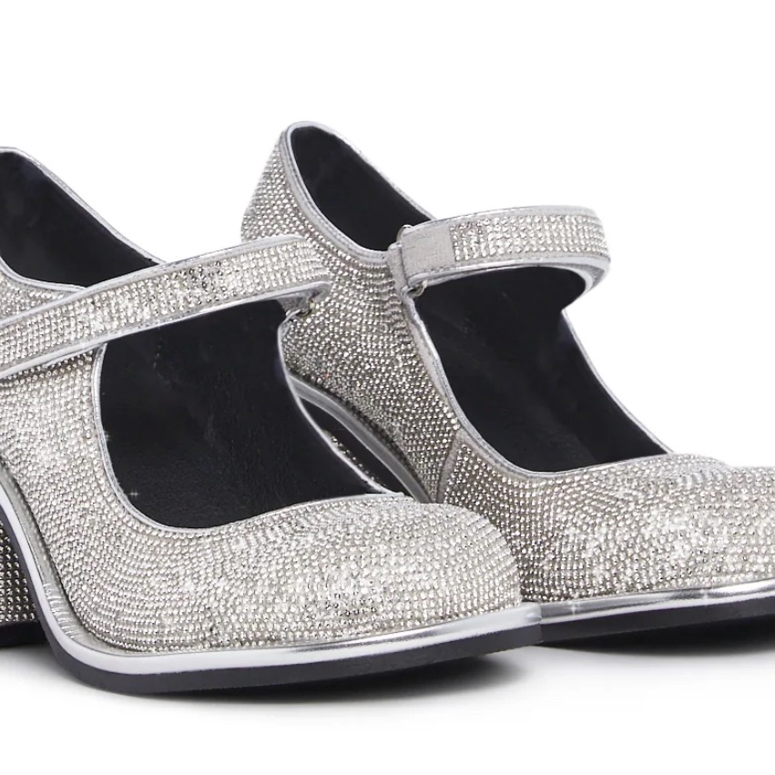 Silver Rhinestone Mary Janes Women's Shoes
